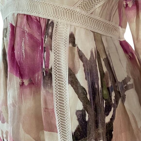 Ted Baker London Dress 4 6 Semi Formal Mini Small Linen Long Sleeve Fleurz $450 - Picture 16 of 17